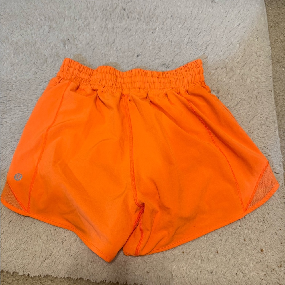 Rare Lululemon size 4 shorts 4 inch HR neon orange NWOT